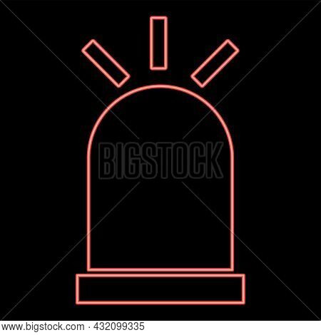 Neon Siren Red Color Vector Illustration Flat Style Light Image