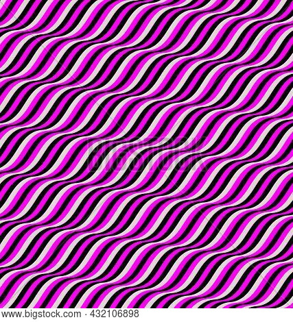 Abstract Waves Background. Psychedelic Kinetic Effect In Three Colors. Three-color Wavy Background