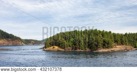 View Of Beautiful Gulf Islands During A Sunny Day. Located Near Galiano, Mayne And Vancouver Island,