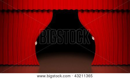Roten Vorhang auf der Theater-Bühne