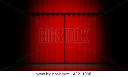 Roten Vorhang auf der Theater-Bühne
