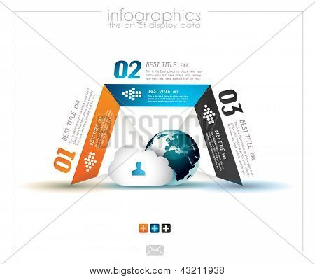 Modello di progettazione infografica con etichette di carta. Idea per visualizzare informazioni, classifica e statistiche wit