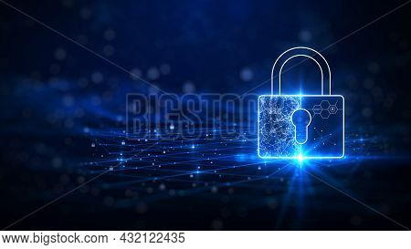 Background Concept Of Data Protection And Cybersecurity Technology Privacy. There Is A Key On The Ri