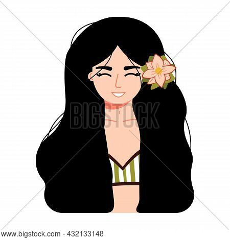 Girl In A Swimsuit On Vacation. Woman With White Skin In Beachwear. Adorable Smiling Young Woman Wit