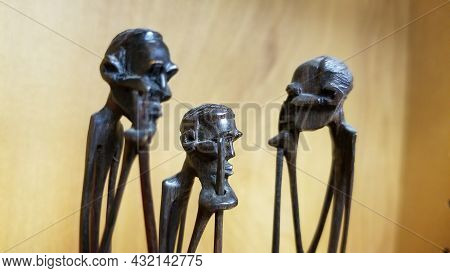 Carved Masai Tribesmen - Ebony Wood From Tanzania