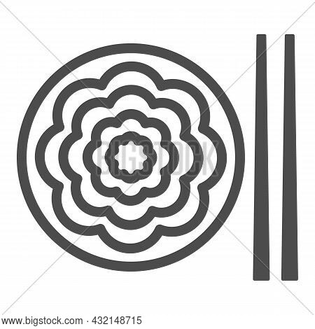 Fried Yakisoba Noodles Line Icon, Asian Food Concept, Chinese Noodle Stir Fry Dish Vector Sign On Wh