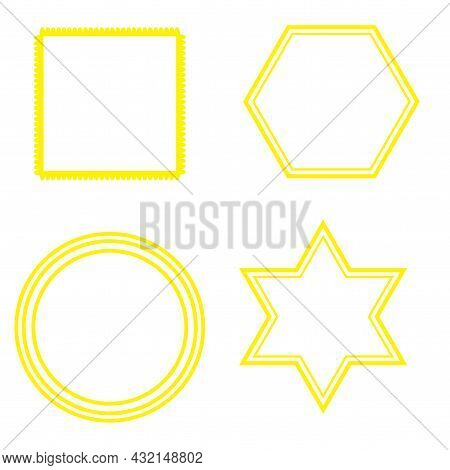 Golden Geometric Figures. Circles, Square, Hexagon, Pentagon. Paper Art Seamless. Vector Illustratio