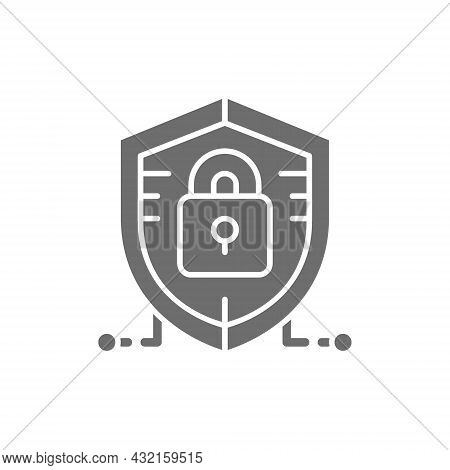 Antivirus, Data Protection, Cyber Security Grey Icon.