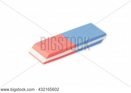 Eraser Isolated On White. Rubber Bi-color Eraser For Pencil And Ink