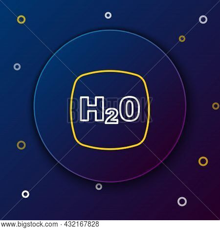 Line Chemical Formula For Water Drops H2o Shaped Icon Isolated On Blue Background. Colorful Outline 