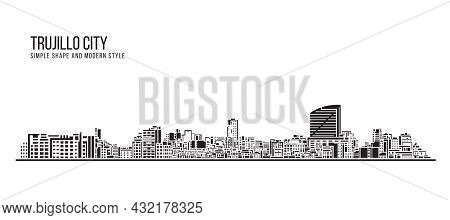 Cityscape Building Abstract Simple Shape And Modern Style Art Vector Design - Trujillo City