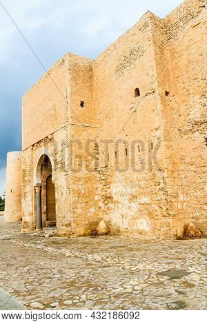 The Huge, Majestic Walls And Towers Of Ribat Fortress On A Rainy Day. Ribat Is An Architectural Jewe