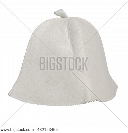 Classic Felt Hat For Head Protection In The Sauna. Light Beige Isolated On White