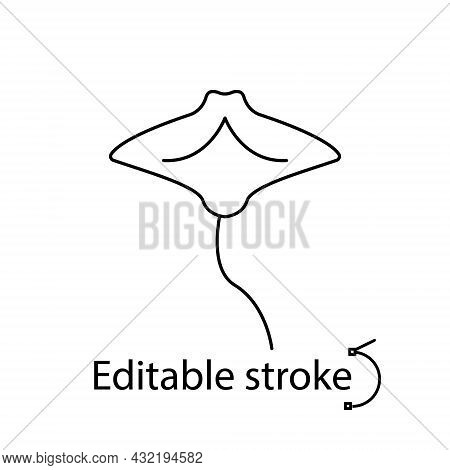 Stingray Outline Icon. Maldives Attraction. Diving. Exotic Vacation. Tropical Resort. Customizable L