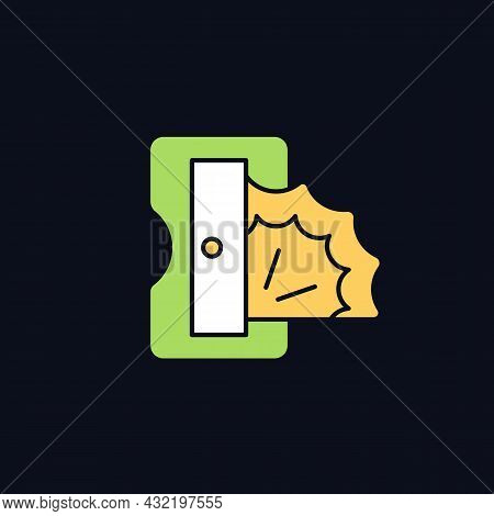 Pencil Sharpener Rgb Color Icon For Dark Theme. Single-edge Razor Blade. Cutting Wood Away From Grap