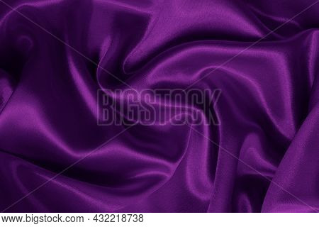 Dark Purple Fabric Cloth Texture For Background And Design Art Work, Beautiful Crumpled Pattern Of S