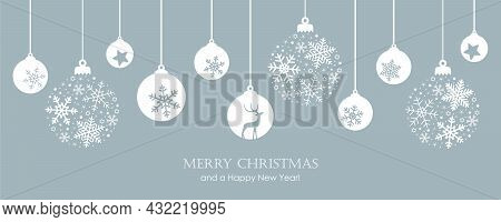 Merry Christmas Card With Hanging Ball Decoratoin
