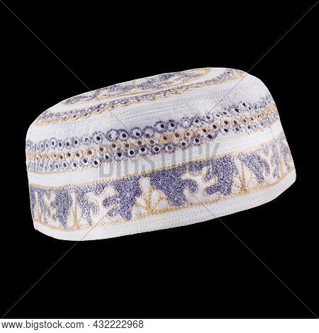 Kopiah Hat For Muslims Isolated On Black Background
