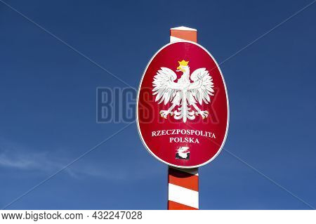Polish Crest On The Trojmezi Point, The Border Between Czech Republic, Slovakia And Poland Againt Be