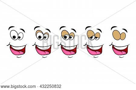 Blinking Eyes Steps Vector Preset For Character Animation Design Isolated On White
