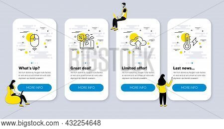 Vector Set Of Technology Icons Related To Travel Loan, Cloud Upload And Scroll Down Icons. Ui Phone 