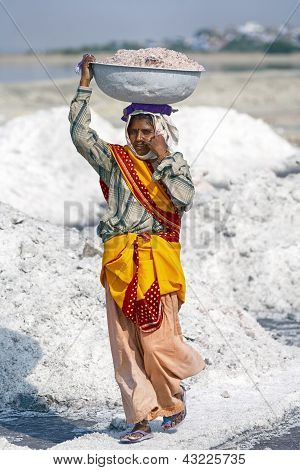 Zout werken, Sambhar Salt Lake, Rajasthan, India