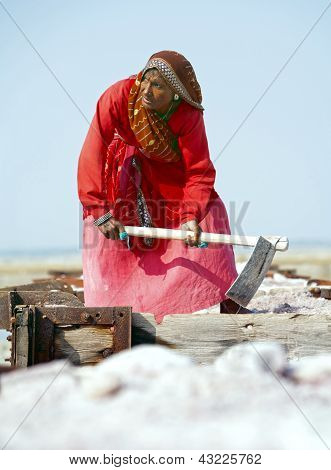 Zout werken, Sambhar Salt Lake, Rajasthan, India