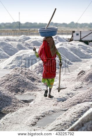 Zout werken, Sambhar Salt Lake, Rajasthan, India