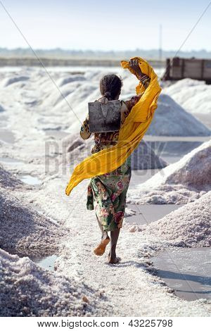 Zout werken, Sambhar Salt Lake, Rajasthan, India