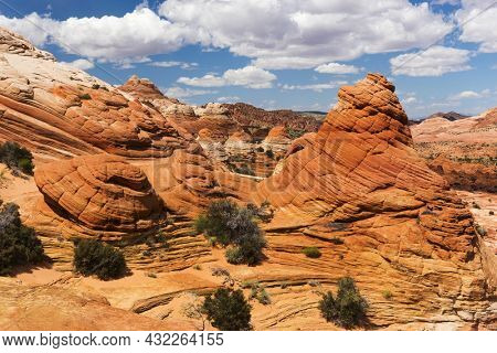 Vivid sandstone formation in Coyote Buttes North. These formations could be seen in Paria Canyon-Vermilion Cliffs Wilderness between the towns of Kanab, Utah and Page, Arizona. USA