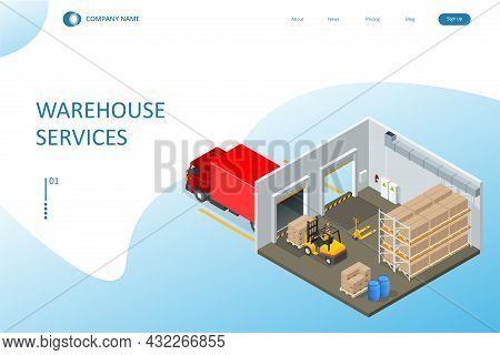 Isometric Logistics And Warehouse. Modern Warehouse Storage. Logistic Delivery Service Concept