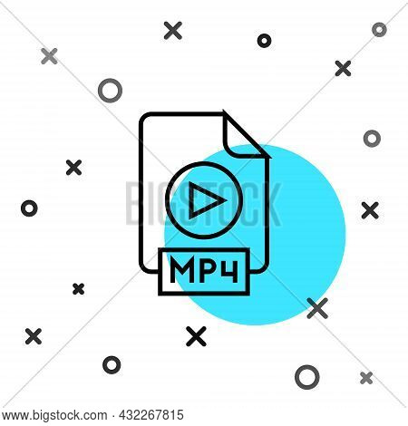 Black Line Mp4 File Document. Download Mp4 Button Icon Isolated On White Background. Mp4 File Symbol