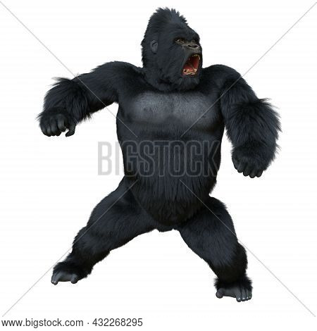 Black Silver Gorilla 3d Illustration Isolated On White