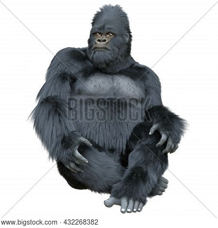 Black Silver Gorilla 3d Illustration Isolated On White