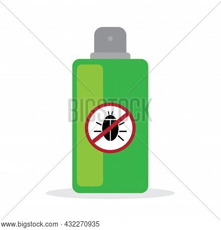 Green Insect Spray Icon. Poisons Bottles. Agriculture Concept. White Background. Vector Illustration