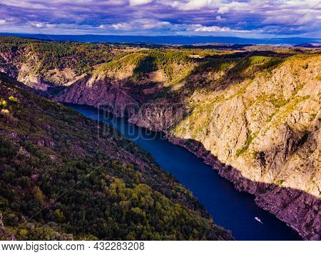 Aerial View Of River Sil Canyon In Parada De Sil In Galicia, Spain