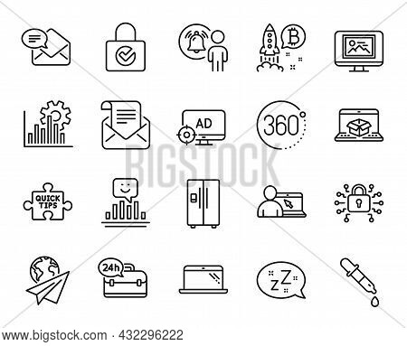 Vector Set Of 24h Service, Quick Tips And Paper Plane Line Icons Set. User Notification, Chemistry P
