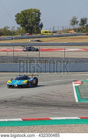 Barcelona, Spain, September 5, 2021 : Ktm At The Last Chicane During 24h Series, A Long Distance Int