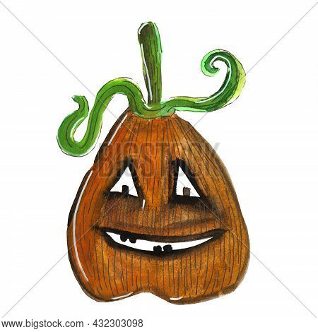 Cute Illustration For Halloween Elongated Orange Pumpkin