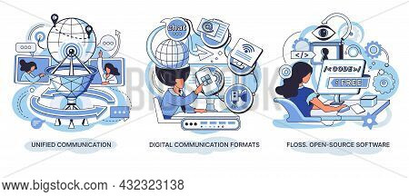 Digital Content With Online Data And Social Media Streaming. Abstract Modern News Feed And Website C