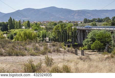 Cc-168 Bridge Road Over Abadia Natural Swimming Pool Area. Caceres, Extremadura, Spain
