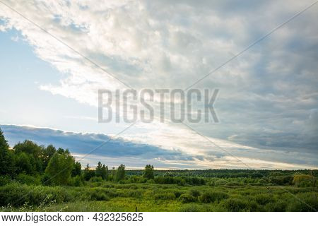 Large Clouds In Cloudy Weather At Sunset