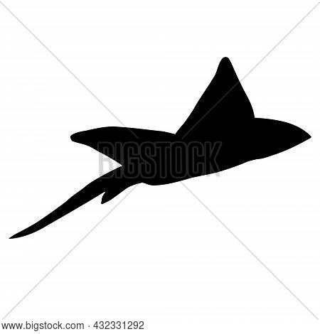 Vector Hand Drawn Devil Fish Skate Fish Silhouette Isolated On White Background