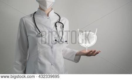 Bladder Issues Medical Concept. Photo Of Female Doctor, Empty Space.