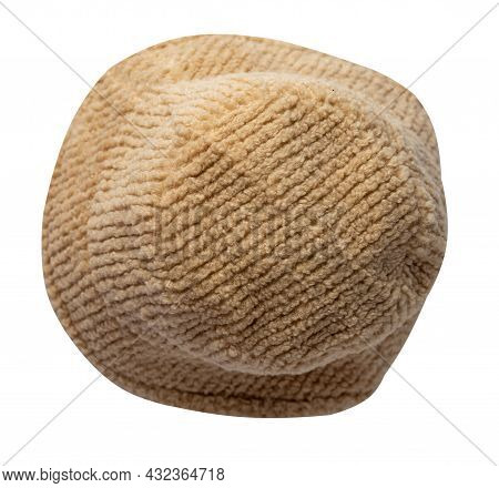 Autumn Beige Bucket Hat Artificial Fur Isolated On White Background .fisherman's Hat, Irish Country 