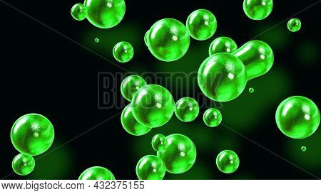 3d Rendering. Amasing Abstract Background Of Metaballs Or Glisten Bubbles As If Glass Drops Or Spher
