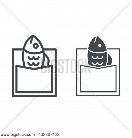 Bungeoppang Line And Solid Icon, Asian Food Concept, Korean Fish Shaped Bread With Beans Vector Sign