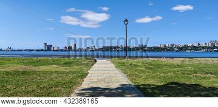 City Tamsui Bali District In Taipei, Taiwan Reflecting In The Tamsui River At Nice Day
