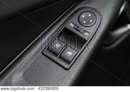 Novosibirsk, Russia - July 19, 2021: Lada Granta , Arm Rest With Window Control Panel, Door Lock But