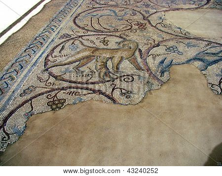 Ancient Mosaic In Good Samaritan Byzantine Church